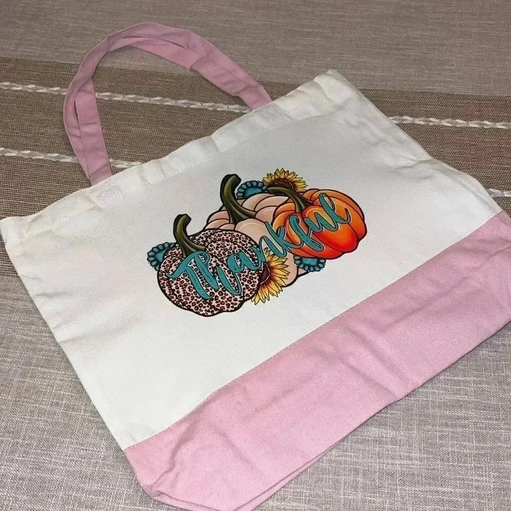 “Thankful” / Fall Canvas Tote Bag - Fall/Autumn Design